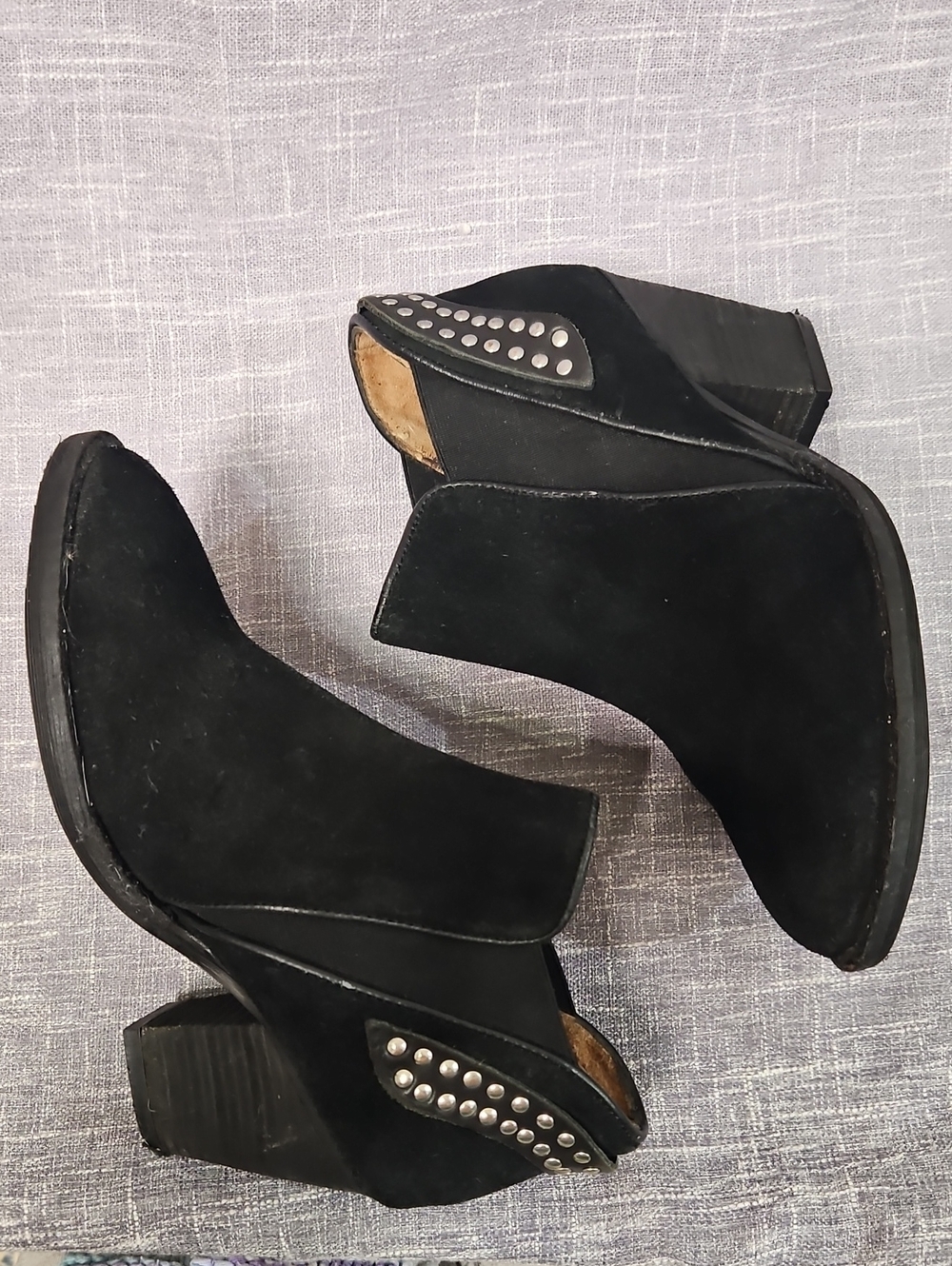 Black Suede Studded Women’s Ankle Booties